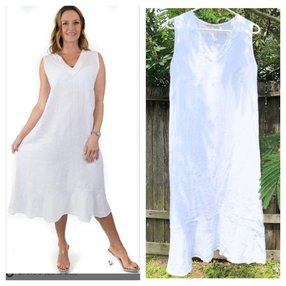 Francesca Bettini White Linen Maxi Dress Size S